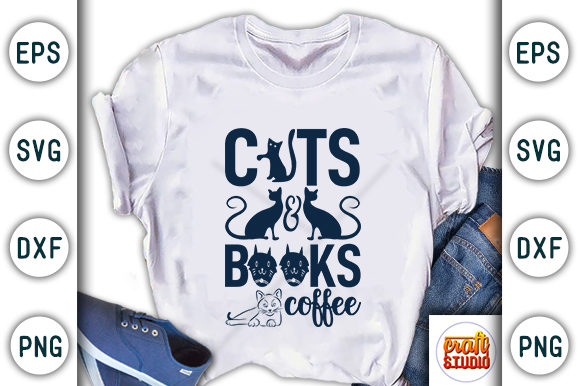 Cats Books Coffee: A Versatile Graphic for T-Shirt Designs